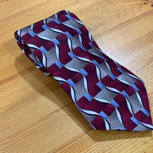 Stafford Burgundy and Taupe Wavy Pattern Tie
